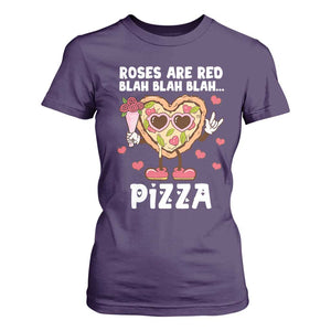 Valentine's Day T Shirt For Women Roses Are Red Blah Pizza Funny Food Lover TS09 Purple Print Your Wear