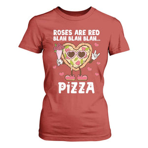 Valentine's Day T Shirt For Women Roses Are Red Blah Pizza Funny Food Lover TS09 Red Print Your Wear