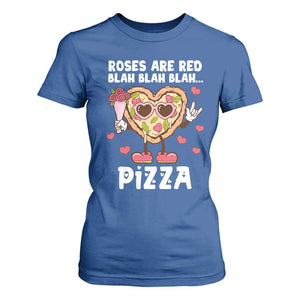 Valentine's Day T Shirt For Women Roses Are Red Blah Pizza Funny Food Lover TS09 Royal Blue Print Your Wear