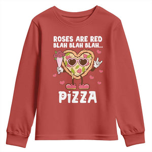 Valentine's Day Youth Sweatshirt Roses Are Red Blah Pizza Funny Food Lover TS09 Red Print Your Wear