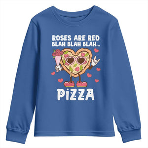 Valentine's Day Youth Sweatshirt Roses Are Red Blah Pizza Funny Food Lover TS09 Royal Blue Print Your Wear