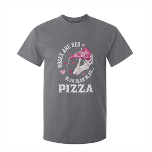 Valentine's Day T Shirt For Kid Roses Are Red Blah Skeleton Pizza Funny Food Lover TS09 Charcoal Print Your Wear