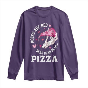 Valentine's Day Long Sleeve Shirt Roses Are Red Blah Skeleton Pizza Funny Food Lover TS09 Purple Print Your Wear