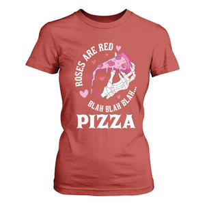 Valentine's Day T Shirt For Women Roses Are Red Blah Skeleton Pizza Funny Food Lover TS09 Red Print Your Wear