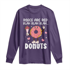 Valentine's Day Long Sleeve Shirt Roses Are Red Blah Donut Funny Food Lover TS09 Purple Print Your Wear