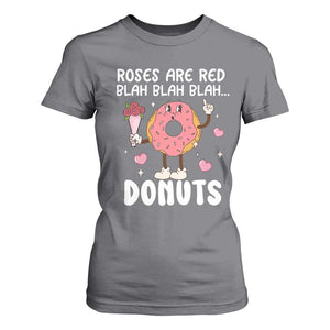 Valentine's Day T Shirt For Women Roses Are Red Blah Donut Funny Food Lover TS09 Charcoal Print Your Wear