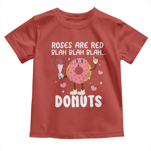 Valentine's Day Toddler T Shirt Roses Are Red Blah Donut Funny Food Lover TS09 Red Print Your Wear