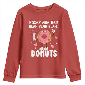 Valentine's Day Youth Sweatshirt Roses Are Red Blah Donut Funny Food Lover TS09 Red Print Your Wear