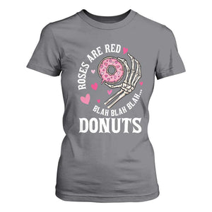 Valentine's Day T Shirt For Women Roses Are Red Blah Skeleton Donut Funny Food Lover TS09 Charcoal Print Your Wear