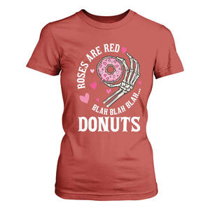 Valentine's Day T Shirt For Women Roses Are Red Blah Skeleton Donut Funny Food Lover TS09 Red Print Your Wear