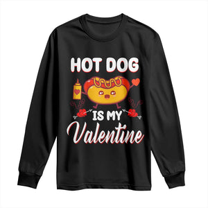 Valentine's Day Long Sleeve Shirt Cute Hot-Dog Is My Valentine Food Lover TS09 Black Print Your Wear