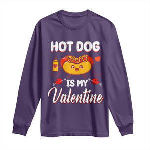 Valentine's Day Long Sleeve Shirt Cute Hot-Dog Is My Valentine Food Lover TS09 Purple Print Your Wear