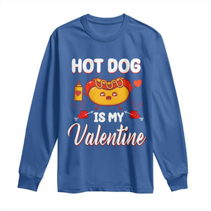 Valentine's Day Long Sleeve Shirt Cute Hot-Dog Is My Valentine Food Lover TS09 Royal Blue Print Your Wear