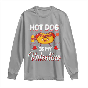 Valentine's Day Long Sleeve Shirt Cute Hot-Dog Is My Valentine Food Lover TS09 Sport Gray Print Your Wear