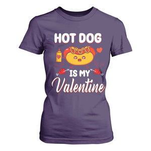 Valentine's Day T Shirt For Women Cute Hot-Dog Is My Valentine Food Lover TS09 Purple Print Your Wear