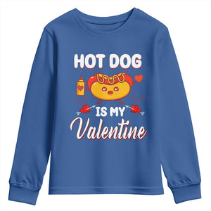 Valentine's Day Youth Sweatshirt Cute Hot-Dog Is My Valentine Food Lover TS09 Royal Blue Print Your Wear