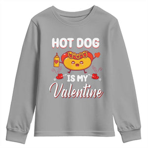 Valentine's Day Youth Sweatshirt Cute Hot-Dog Is My Valentine Food Lover TS09 Sport Gray Print Your Wear