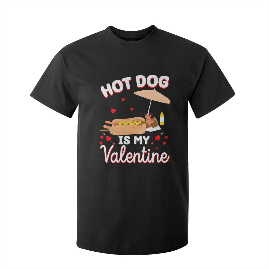 Valentine's Day T Shirt For Kid Funny Dachshund Hot-Dog Is My Valentine TS09 Black Print Your Wear