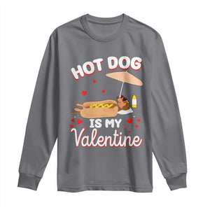 Valentine's Day Long Sleeve Shirt Funny Dachshund Hot-Dog Is My Valentine TS09 Charcoal Print Your Wear