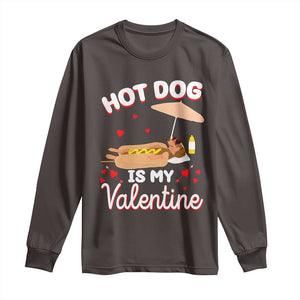 Valentine's Day Long Sleeve Shirt Funny Dachshund Hot-Dog Is My Valentine TS09 Dark Chocolate Print Your Wear