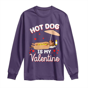 Valentine's Day Long Sleeve Shirt Funny Dachshund Hot-Dog Is My Valentine TS09 Purple Print Your Wear