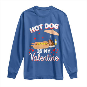 Valentine's Day Long Sleeve Shirt Funny Dachshund Hot-Dog Is My Valentine TS09 Royal Blue Print Your Wear