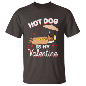 Valentine's Day T Shirt Funny Dachshund Hot-Dog Is My Valentine TS09 Dark Chocolate Printyourwear