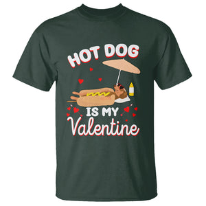 Valentine's Day T Shirt Funny Dachshund Hot-Dog Is My Valentine TS09 Dark Forest Green Printyourwear