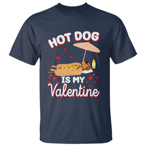 Valentine's Day T Shirt Funny Dachshund Hot-Dog Is My Valentine TS09 Navy Printyourwear