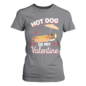 Valentine's Day T Shirt For Women Funny Dachshund Hot-Dog Is My Valentine TS09 Charcoal Print Your Wear