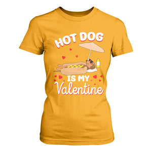 Valentine's Day T Shirt For Women Funny Dachshund Hot-Dog Is My Valentine TS09 Gold Print Your Wear