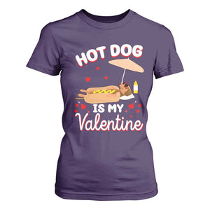 Valentine's Day T Shirt For Women Funny Dachshund Hot-Dog Is My Valentine TS09 Purple Print Your Wear