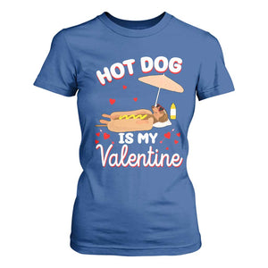 Valentine's Day T Shirt For Women Funny Dachshund Hot-Dog Is My Valentine TS09 Royal Blue Print Your Wear