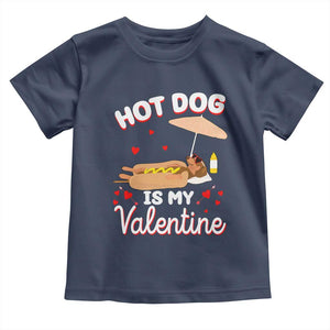 Valentine's Day Toddler T Shirt Funny Dachshund Hot-Dog Is My Valentine TS09 Navy Print Your Wear