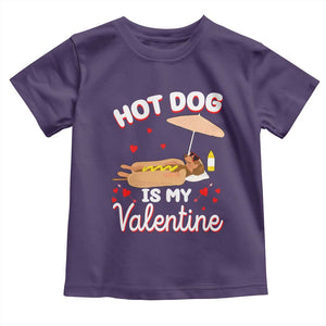 Valentine's Day Toddler T Shirt Funny Dachshund Hot-Dog Is My Valentine TS09 Purple Print Your Wear