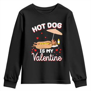 Valentine's Day Youth Sweatshirt Funny Dachshund Hot-Dog Is My Valentine TS09 Black Print Your Wear