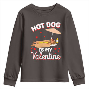 Valentine's Day Youth Sweatshirt Funny Dachshund Hot-Dog Is My Valentine TS09 Dark Chocolate Print Your Wear