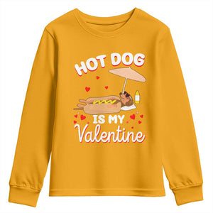 Valentine's Day Youth Sweatshirt Funny Dachshund Hot-Dog Is My Valentine TS09 Gold Print Your Wear