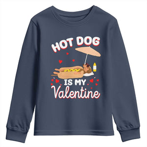 Valentine's Day Youth Sweatshirt Funny Dachshund Hot-Dog Is My Valentine TS09 Navy Print Your Wear