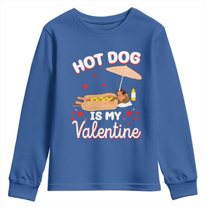 Valentine's Day Youth Sweatshirt Funny Dachshund Hot-Dog Is My Valentine TS09 Royal Blue Print Your Wear