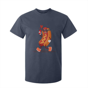 Valentine's Day T Shirt For Kid Heart Hot Dog Cute Sausage Bun Food Lover TS09 Navy Print Your Wear