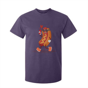 Valentine's Day T Shirt For Kid Heart Hot Dog Cute Sausage Bun Food Lover TS09 Purple Print Your Wear