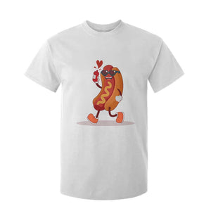 Valentine's Day T Shirt For Kid Heart Hot Dog Cute Sausage Bun Food Lover TS09 White Print Your Wear