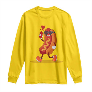 Valentine's Day Long Sleeve Shirt Heart Hot Dog Cute Sausage Bun Food Lover TS09 Daisy Print Your Wear