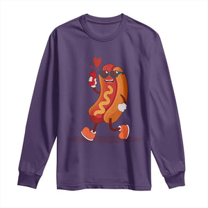 Valentine's Day Long Sleeve Shirt Heart Hot Dog Cute Sausage Bun Food Lover TS09 Purple Print Your Wear