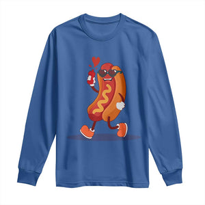 Valentine's Day Long Sleeve Shirt Heart Hot Dog Cute Sausage Bun Food Lover TS09 Royal Blue Print Your Wear