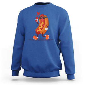 Valentine's Day Sweatshirt Heart Hot Dog Cute Sausage Bun Food Lover TS09 Royal Blue Printyourwear