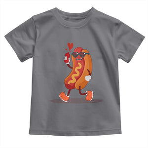 Valentine's Day Toddler T Shirt Heart Hot Dog Cute Sausage Bun Food Lover TS09 Charcoal Print Your Wear