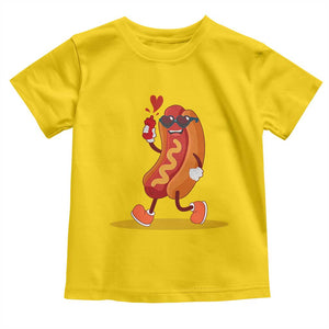 Valentine's Day Toddler T Shirt Heart Hot Dog Cute Sausage Bun Food Lover TS09 Daisy Print Your Wear