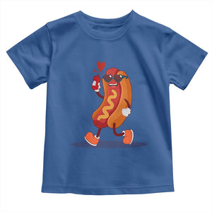 Valentine's Day Toddler T Shirt Heart Hot Dog Cute Sausage Bun Food Lover TS09 Royal Blue Print Your Wear